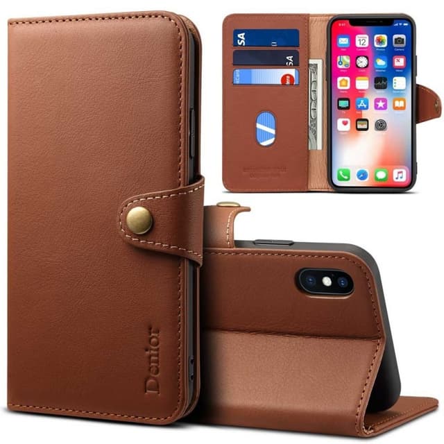 Denior lommebok lær 3-kort Apple iPhone XS Max (6.5")  - brun