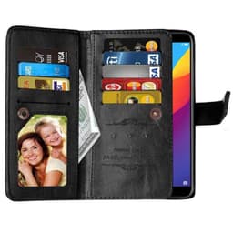 Dobbeltflip Flexi 9-kort Huawei Y9 2018 (FLA-LA10)  - Svart