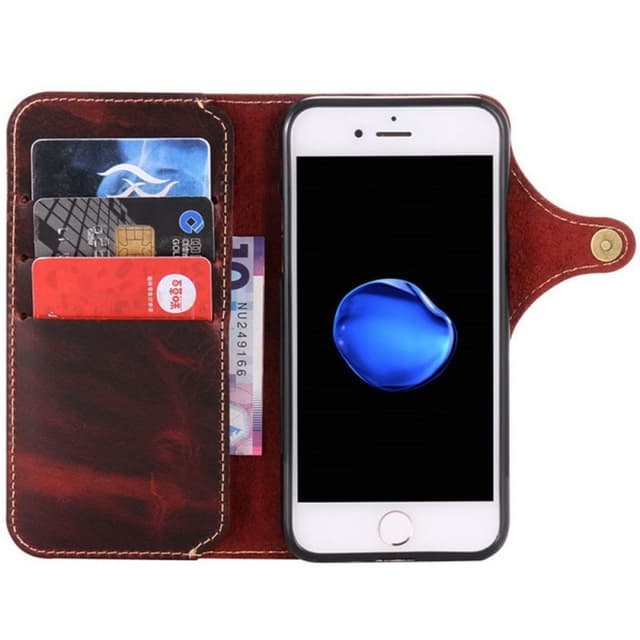 Lommebokdeksel 3-kort ekte lær Apple iPhone 7/8  - oxblood