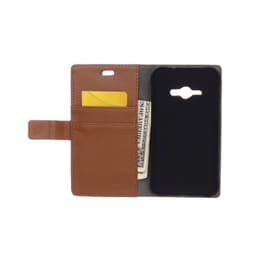 Lompakkokotelo 2-kortti Samsung Galaxy J1 Ace (SM-J110F)  - ruskea