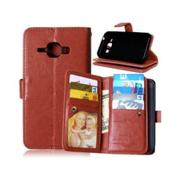 Dobbeltflip Flexi 9-kort Samsung Galaxy J1 2015 (SM-J100H)  - brun
