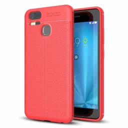 Nahkakuvioitu TPU kuori Asus Zenfone Zoom S (ZE553KL)  - punainen