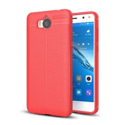 Nahkakuvioitu TPU kuori Huawei Y6 2017 (MYA-L41)  - punainen