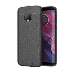 Lædermønstret silicone cover Motorola Moto G6 Plus (XT1926)  - sort