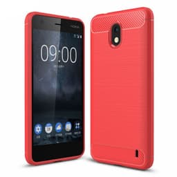 Harjattu TPU kuorii Nokia 2 (TA-1035)  - punainen