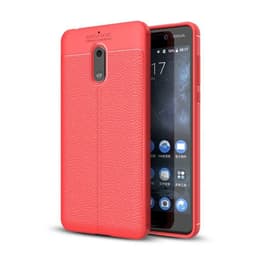 Lærmønstret silikondeksel Nokia 6 (TA-1021)  - RØD