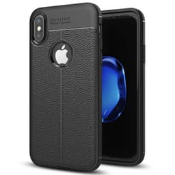 Nahkakuvioitu TPU kuori Apple iPhone X / Xs  - musta