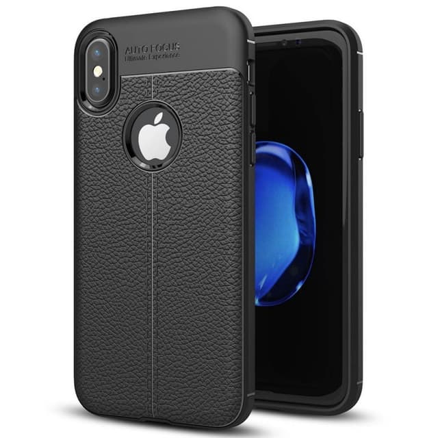 Nahkakuvioitu TPU kuori Apple iPhone X / Xs  - musta