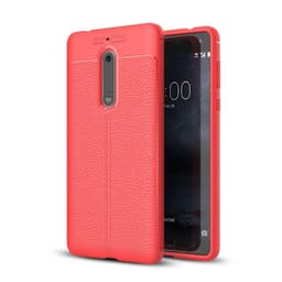 Lærmønstret silikondeksel Nokia 5 (TA-1053)  - RØD