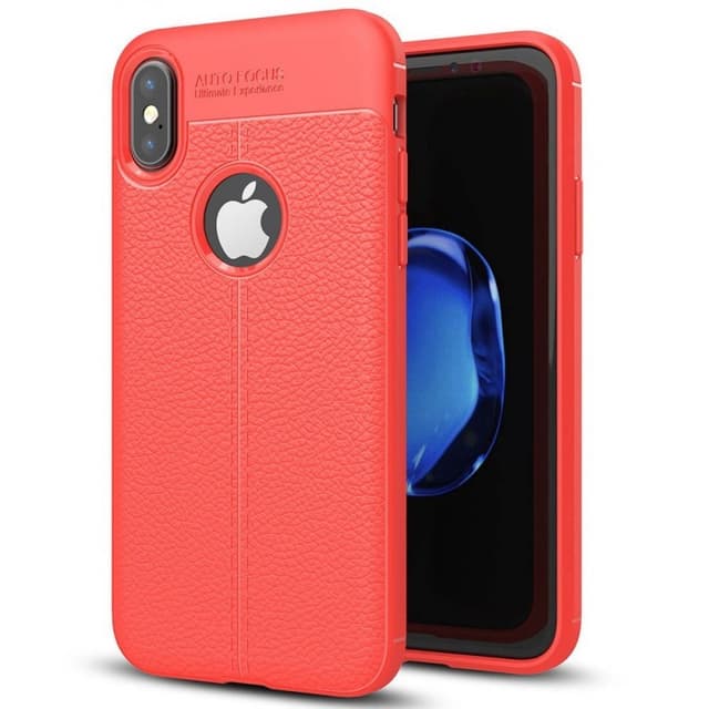 Nahkakuvioitu TPU kuori Apple iPhone X / Xs  - punainen