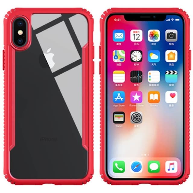 TPU puskurinlasikotelo Apple iPhone X / Xs  - punainen