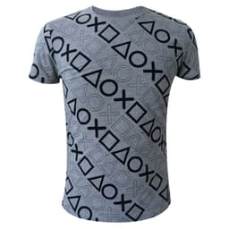 T-skjorte PlayStation - Buttons-trykk grå (XL)