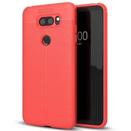 Lærmønstret silikondeksel LG V30 (H930)  - RØD