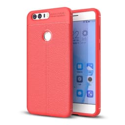 Nahkakuvioitu TPU kuori Huawei Honor 8 (FRD-L09)  - punainen
