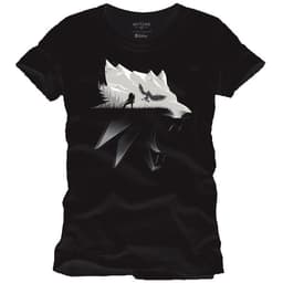 T-skjorte The Witcher - Wolf silhouette sort (XL)