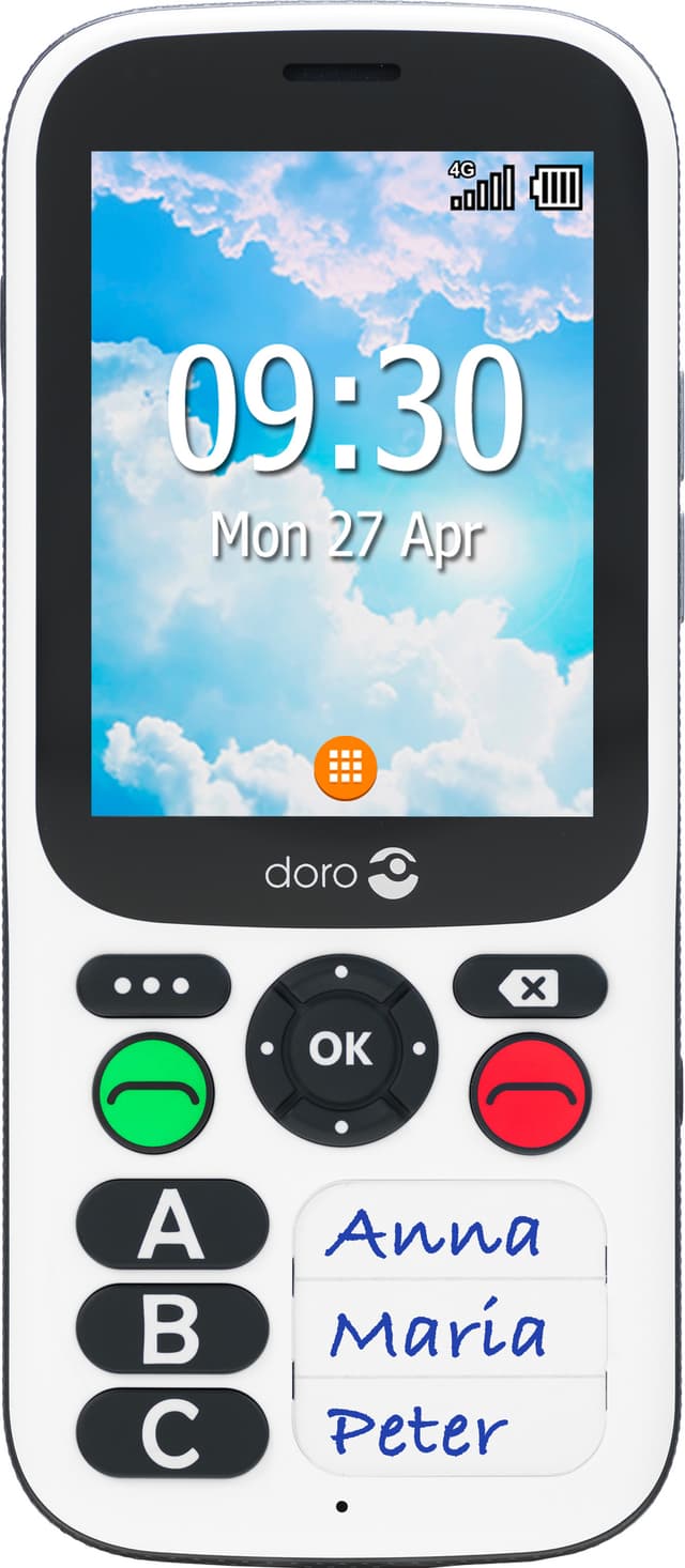 Doro 780X mobiltelefon (sort/hvit)