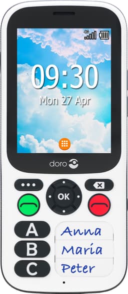 Doro 780X mobiltelefon (svart/vit)
