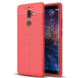 Nahkakuvioitu TPU kuori Nokia 7 Plus (TA-1046)  - punainen