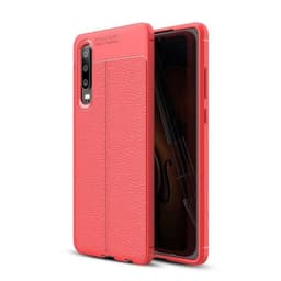 Lædermønstret silicone cover Huawei P30 (ELE-L29)  - rød