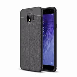 Lærmønstret silikondeksel Samsung Galaxy J4 2018 (SM-J400F)  - Svart