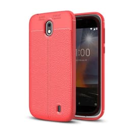 Lærmønstret silikondeksel Nokia 1 2018 (TA-1047)  - RØD