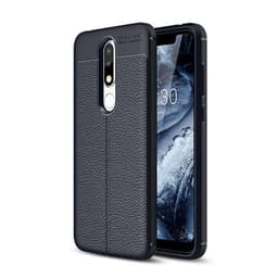 Lædermønstret silicone cover Nokia 5.1 Plus (TA-1109)  - blå