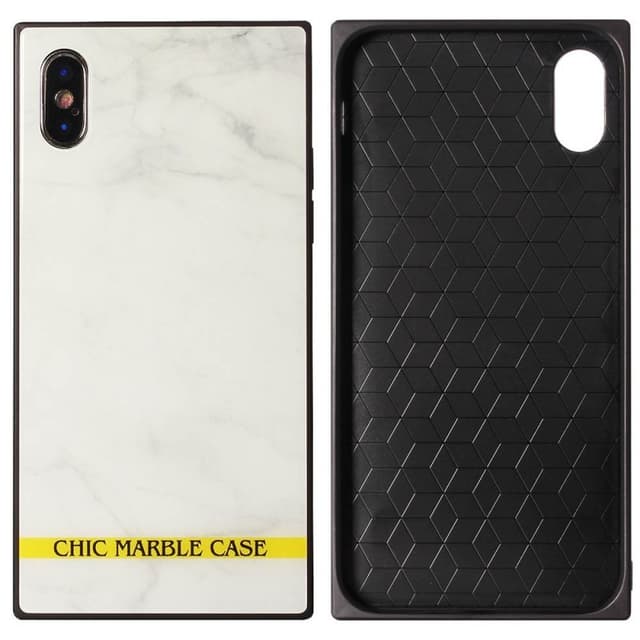 Tyylikäs marmorikuori karkaistu lasi Apple iPhone X / Xs  - valkoinen