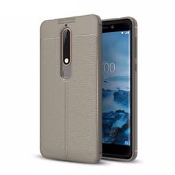 Nahkakuvioitu TPU kuori Nokia 6.1 2018 (TA-1043)  - harmaa