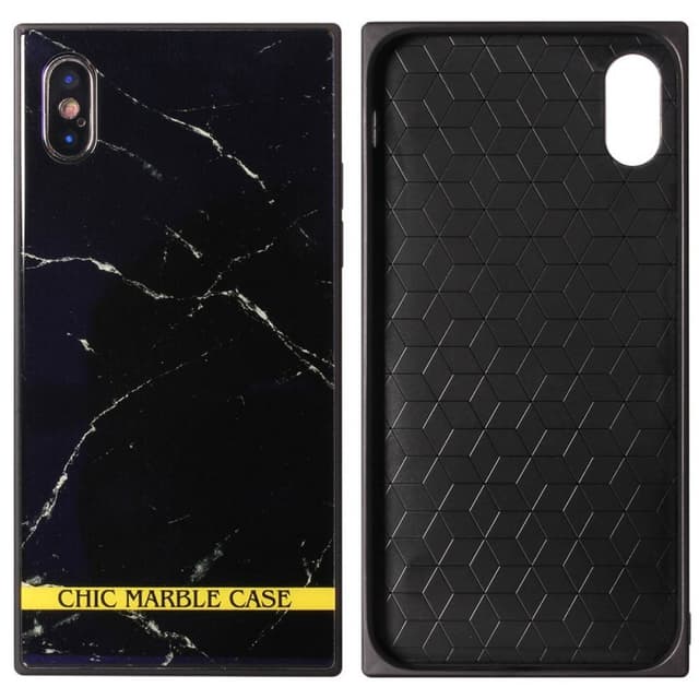 Tyylikäs marmorikuori karkaistu lasi Apple iPhone X / Xs  - musta