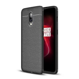 Lædermønstret silicone cover OnePlus 6T (A6010)  - sort