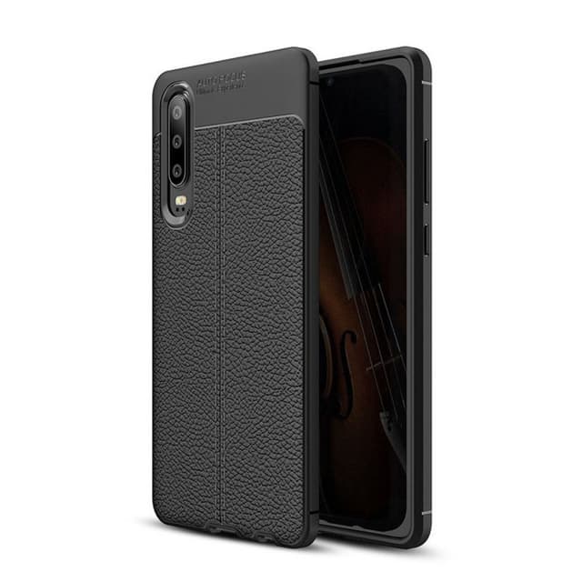 Läder mönstrat TPU skal Huawei P30 Lite (MAR-LX1)  - Svart