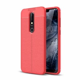 Lædermønstret silicone cover Nokia 6.1 Plus (TA-1083)  - rød