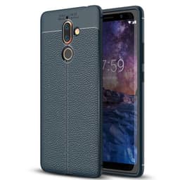 Lærmønstret silikondeksel Nokia 7 Plus (TA-1046)  - Blå