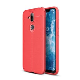 Lærmønstret silikondeksel Nokia 8.1 2018 (TA-1128)  - RØD