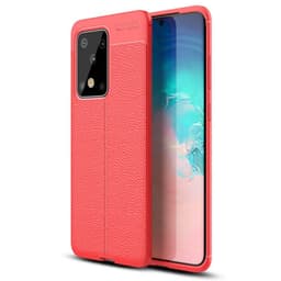 Läder mönstrat TPU skal Samsung Galaxy S20 Ultra (SM-G988F)  - Röd