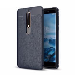 Lærmønstret silikondeksel Nokia 6.1 2018 (TA-1043)  - Blå