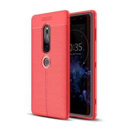 Lærmønstret silikondeksel Sony Xperia XZ2 Premium (H8166)  - RØD