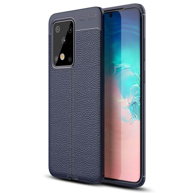 Läder mönstrat TPU skal Samsung Galaxy S20 Ultra (SM-G988F)  - Blå