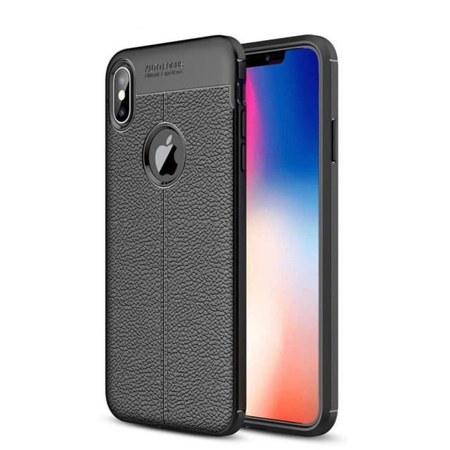 Lædermønstret silicone cover Apple iPhone XS Max (6,5 ")  - sort