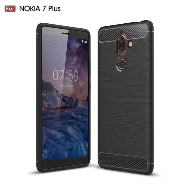 Stöttåligt Armor Carbon TPU-skal Nokia 7 Plus - Svart