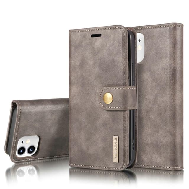 DG.MING iPhone 12 Mini Split Läder Plånboksfodral - Grå