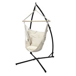 Ripustettava tuoli puuvillaa/hardwoodia, beige, kuormitettavissa 120 kg asti,