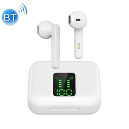 Trådløse Bluetooth høretelefoner med ladebox som har touchdisplay Hvid