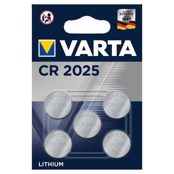 Varta Knapcellebatteri CR2025 - Pakke med 5 stk.