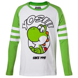 Lasten pitkähihainen paita - Yoshi (valk/vih) (110/116)