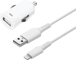 Sandstrøm USB-A billader med Lightning-kabel 1m (hvit)