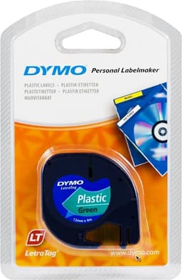 DYMO LetraTAG plasttejp, grön, 12mm, 4m (91224)