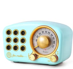 Bluetooth-högtalare / FM radio i retrodesign, med Aux-kabel, Blå
