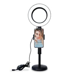 Siirrettävä jalusta LED-renkaalla (16 cm), 3 vaaleaa väriä, himmennettävä