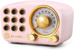 Bluetooth-högtalare / FM radio i retrodesign, med Aux-kabel, Rosa